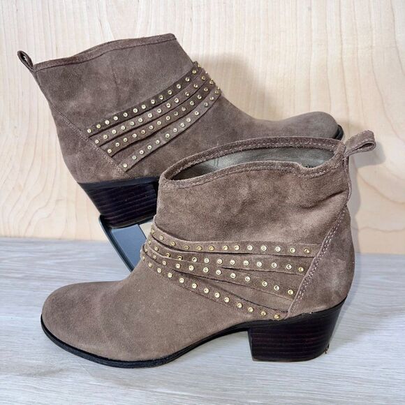 Jessica Simpson Clauds Mink Split Suede Studded Ankle Boots Women's 10 M - Picture 1 of 11